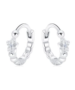 Flower Silver Huggies Earring HO-2681